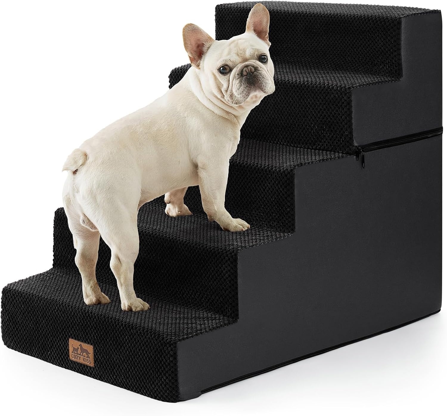 image:imageCOZY KISS Dog Stairs for Small Dogs 4 Tier Removable Pet Stairs for Couch and Bed 177 H Dog Steps for Old Cats Puppy Small Dogs 157x236x177 inch BeigeBlack