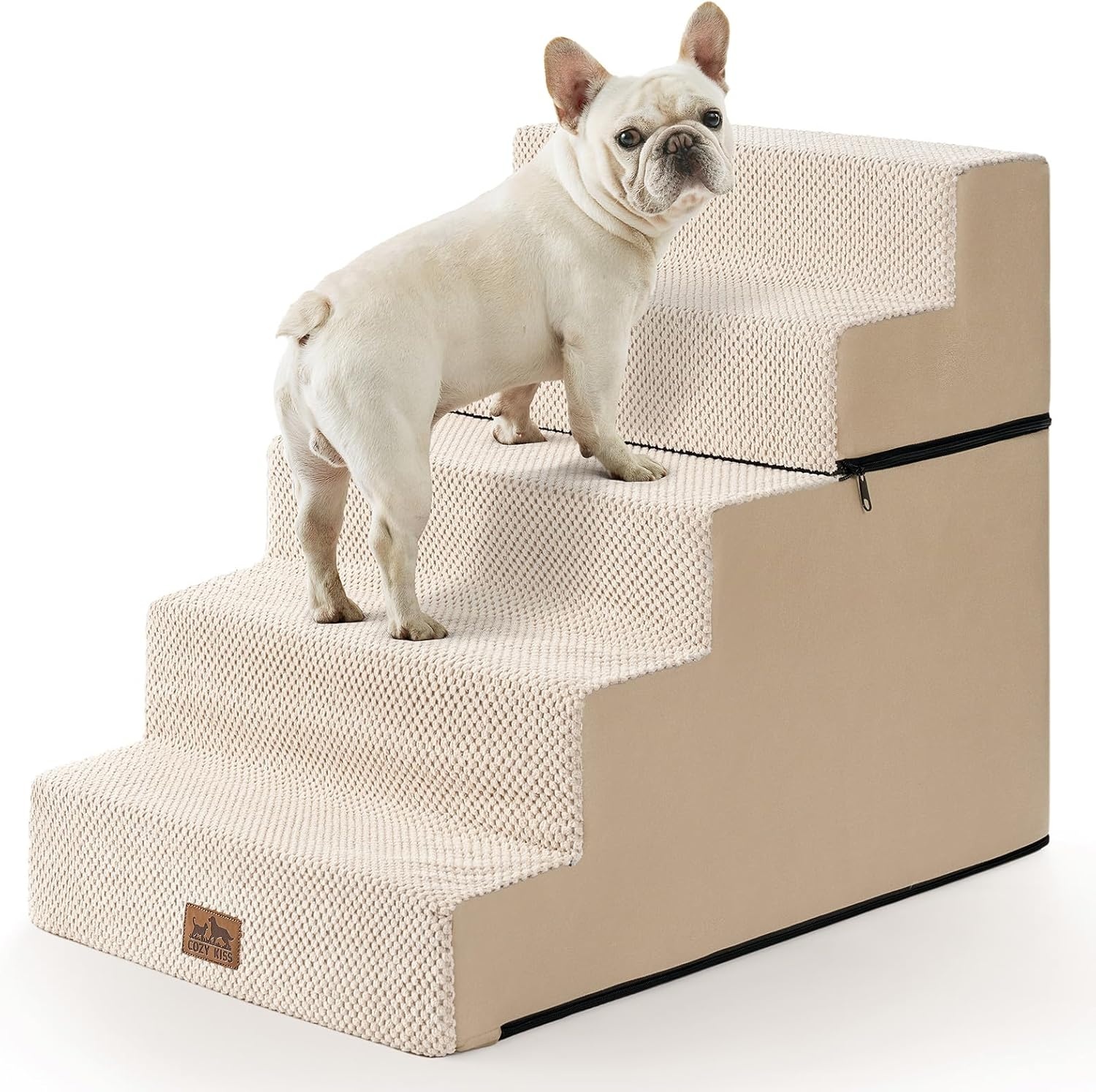 image:imageCOZY KISS Dog Stairs for Small Dogs 4 Tier Removable Pet Stairs for Couch and Bed 177 H Dog Steps for Old Cats Puppy Small Dogs 157x236x177 inch BeigeBeige