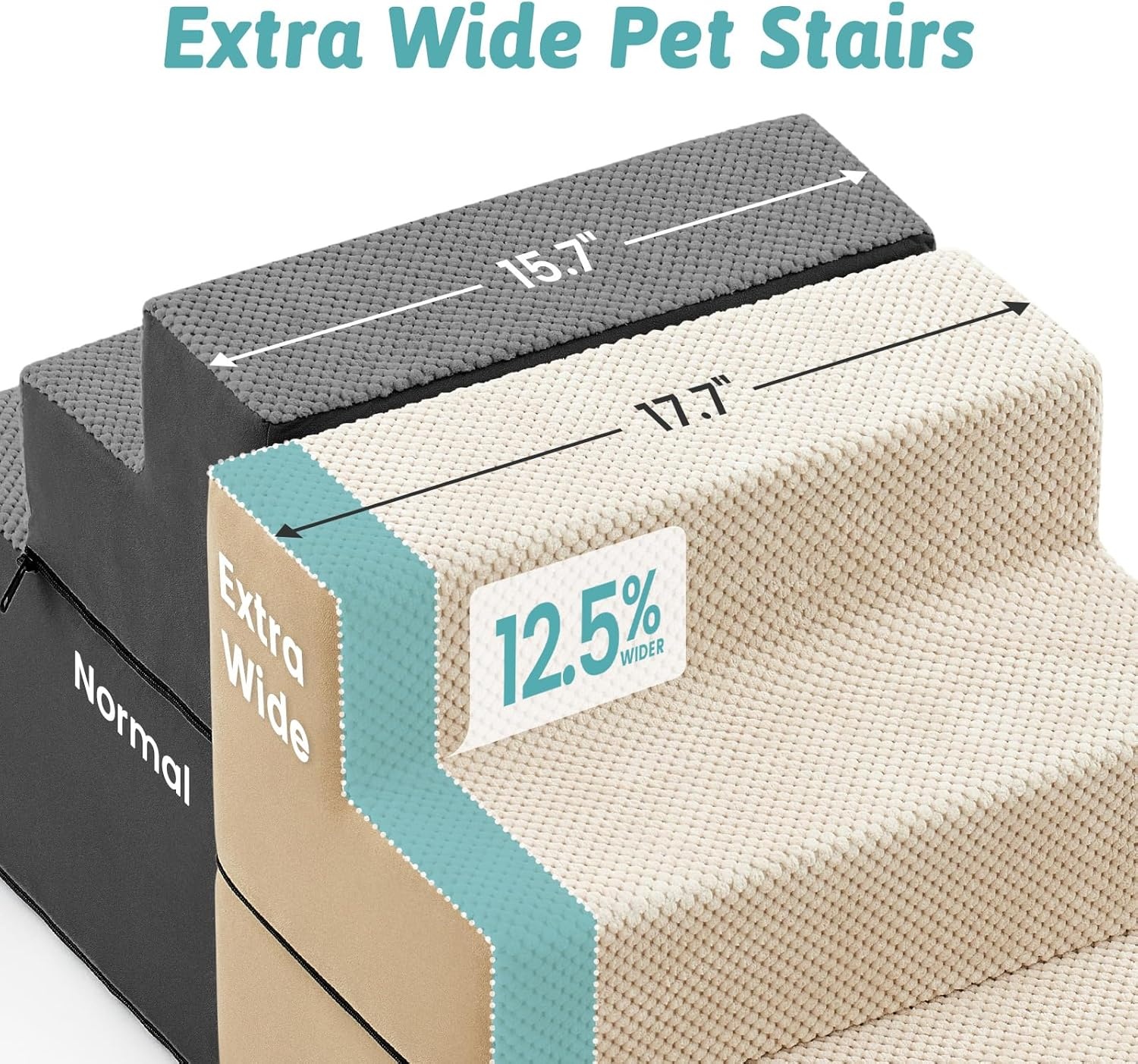 image:imageCOZY KISS Dog Stairs for Small Dogs 4 Tier Removable Pet Stairs for Couch and Bed 177 H Dog Steps for Old Cats Puppy Small Dogs 157x236x177 inch BeigeBeige