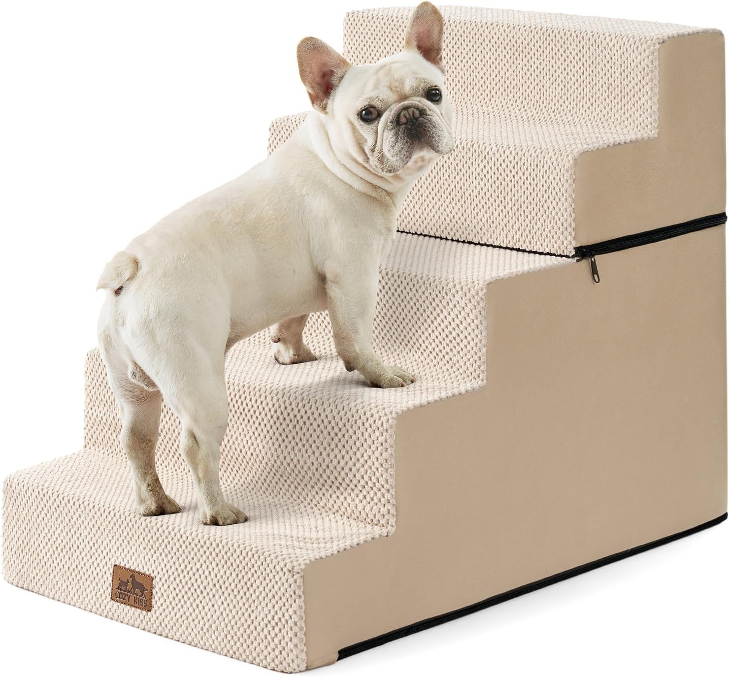 image:imageCOZY KISS Dog Stairs for Small Dogs 4 Tier Removable Pet Stairs for Couch and Bed 177 H Dog Steps for Old Cats Puppy Small Dogs 157x236x177 inch BeigeBeige