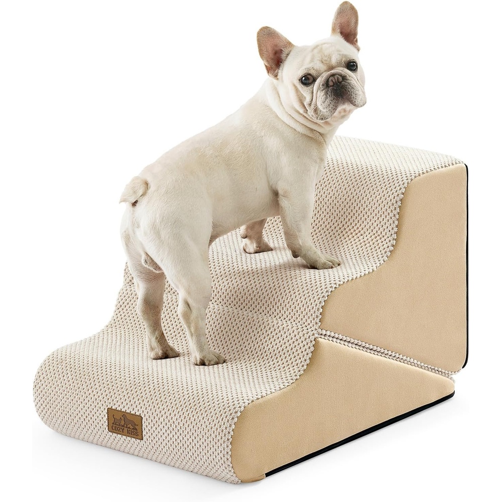 image:imageCOZY KISS Dog Stairs for Small Dogs 3Step 2 in 1 Transformable Pet Stairs for Couch and Bed 157 H Dog Steps for Old Cats Puppy Small Dogs Beige 157x224x157 in 30Beige