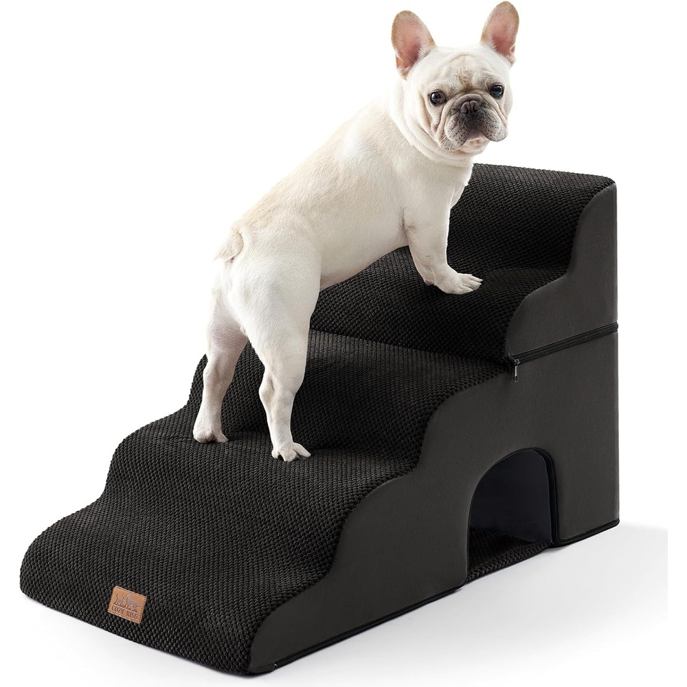 image:imageCOZY KISS Dog Stairs for Small Dogs 3Step 2 in 1 Transformable Pet Stairs for Couch and Bed 157 H Dog Steps for Old Cats Puppy Small Dogs Beige 157x224x157 in 30Black