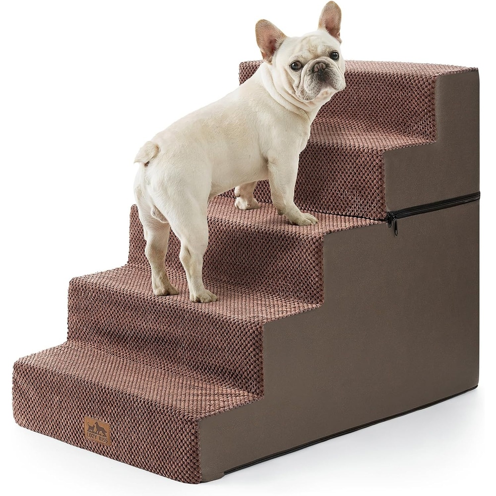 image:imageCOZY KISS Dog Stairs for Small Dogs 4 Tier Removable Pet Stairs for Couch and Bed 177 H Dog Steps for Old Cats Puppy Small Dogs 157x236x177 inch BeigeBrown
