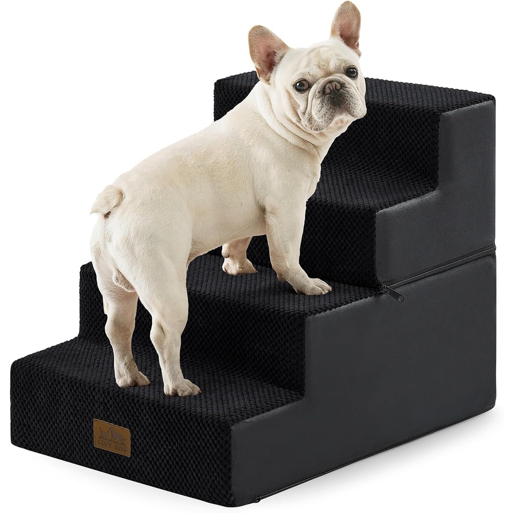image:imageCOZY KISS Dog Stairs for Small Dogs 4 Tier Removable Pet Stairs for Couch and Bed 177 H Dog Steps for Old Cats Puppy Small Dogs 157x236x177 inch BeigeBlack
