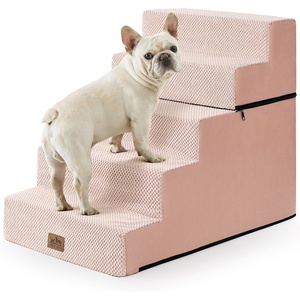 image:imageCOZY KISS Dog Stairs for Small Dogs 4 Tier Removable Pet Stairs for Couch and Bed 177 H Dog Steps for Old Cats Puppy Small Dogs 157x236x177 inch BeigePink