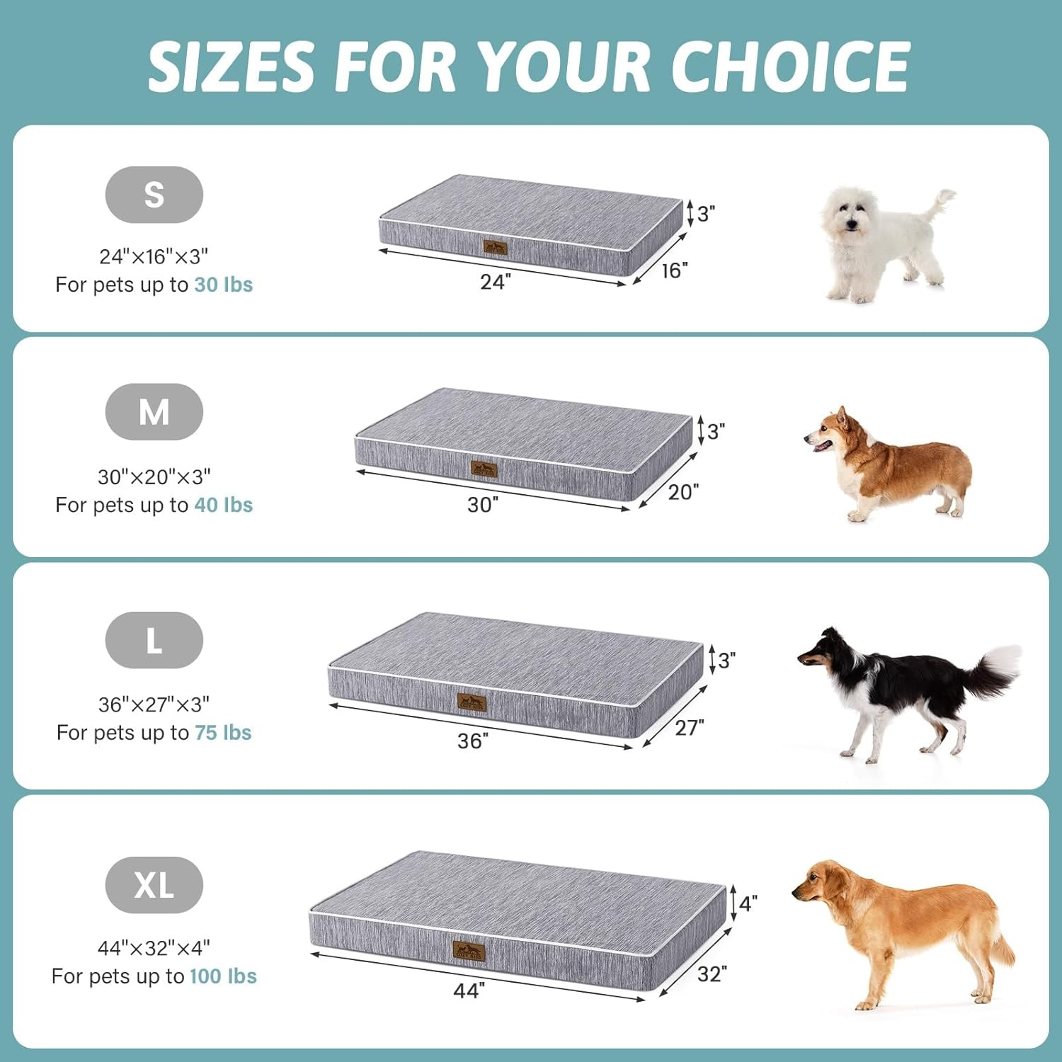 image:imageCOZY KISS Cooling Dog Bed for Crate Waterproof Orthopedic Dog Crate Mat with Removable Washable Cover Egg Crate Foam Support Dog Bed 36x27x3 InchSilver GreyDark Grey