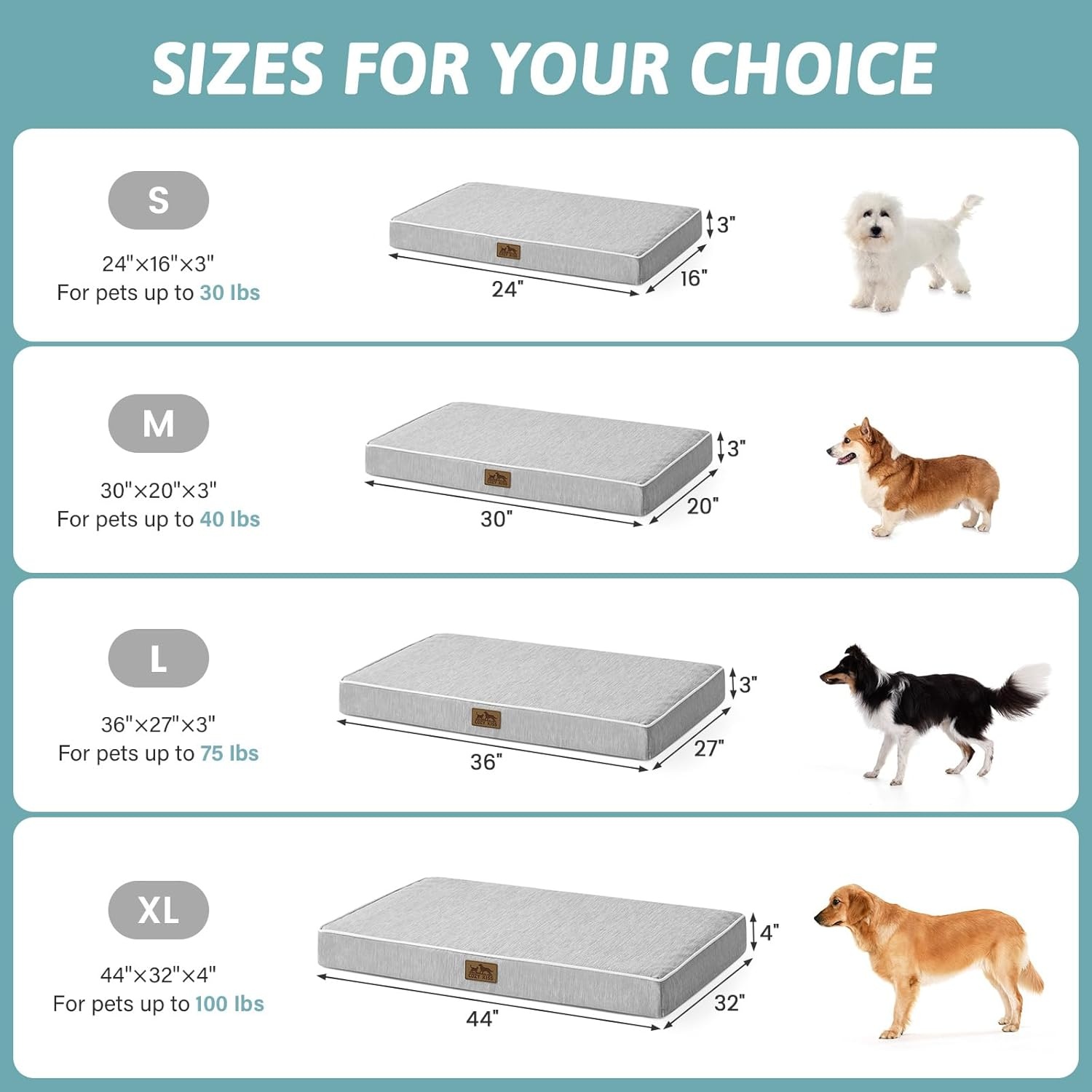 image:imageCOZY KISS Cooling Dog Bed for Crate Waterproof Orthopedic Dog Crate Mat with Removable Washable Cover Egg Crate Foam Support Dog Bed 36x27x3 InchSilver GreySilver Grey