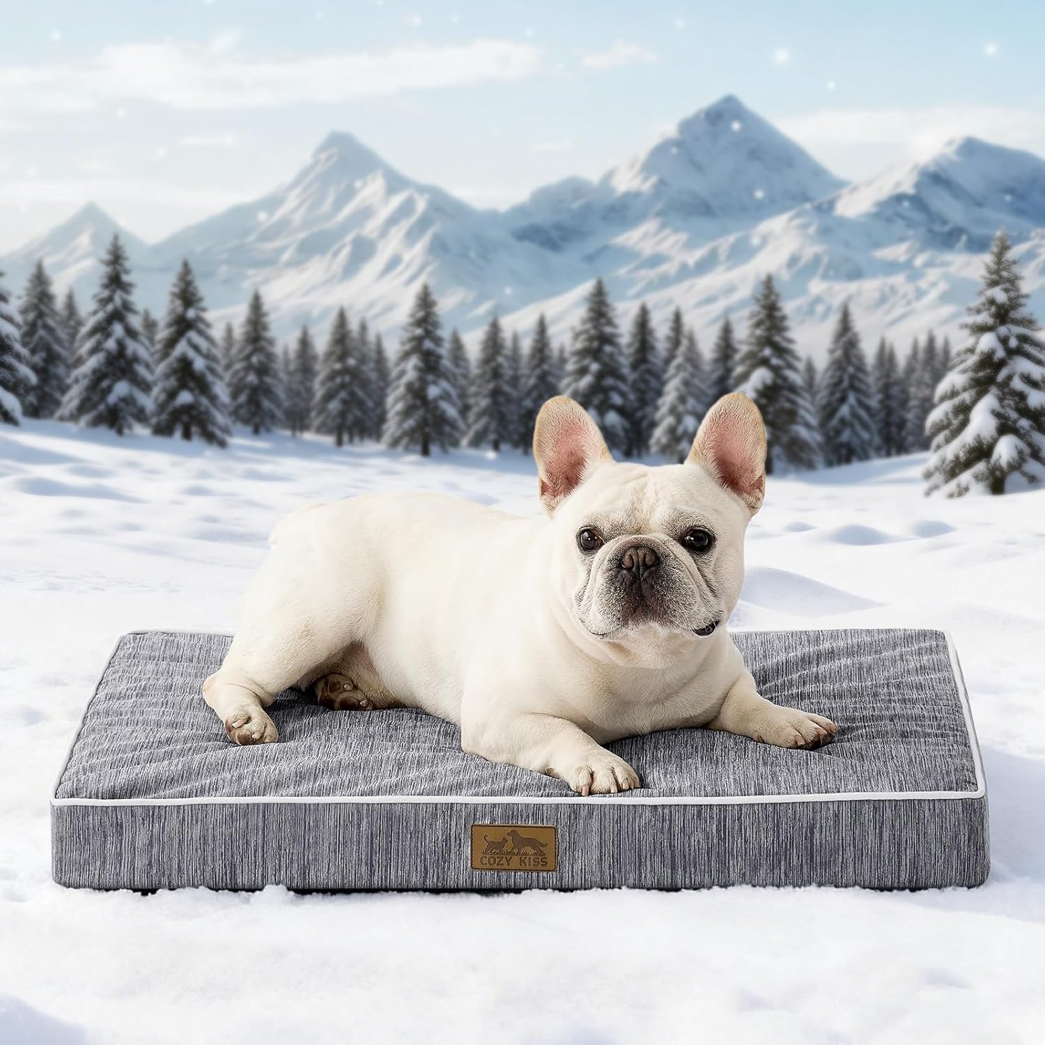 image:imageCOZY KISS Cooling Dog Bed for Crate Waterproof Orthopedic Dog Crate Mat with Removable Washable Cover Egg Crate Foam Support Dog Bed 36x27x3 InchSilver GreyDark Grey