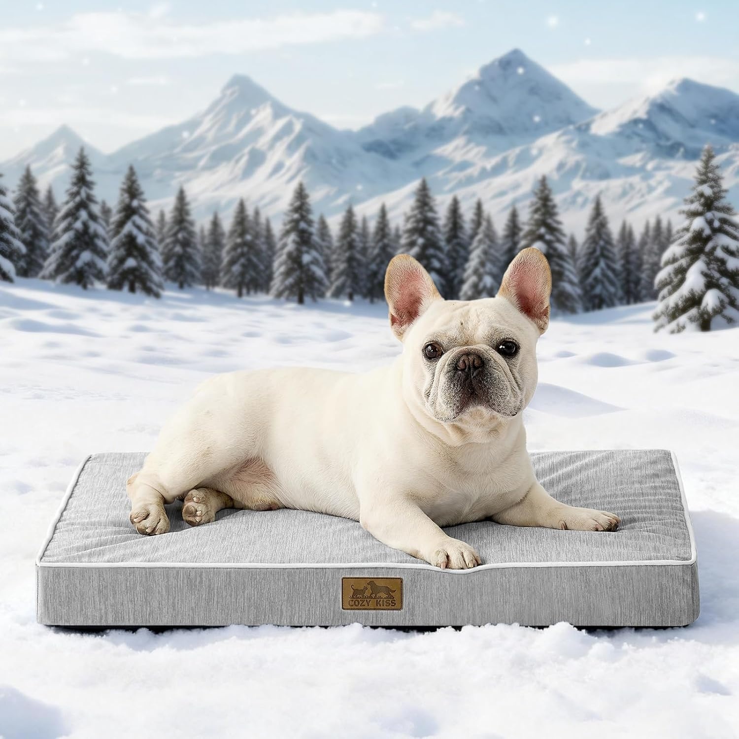 image:imageCOZY KISS Cooling Dog Bed for Crate Waterproof Orthopedic Dog Crate Mat with Removable Washable Cover Egg Crate Foam Support Dog Bed 36x27x3 InchSilver GreySilver Grey