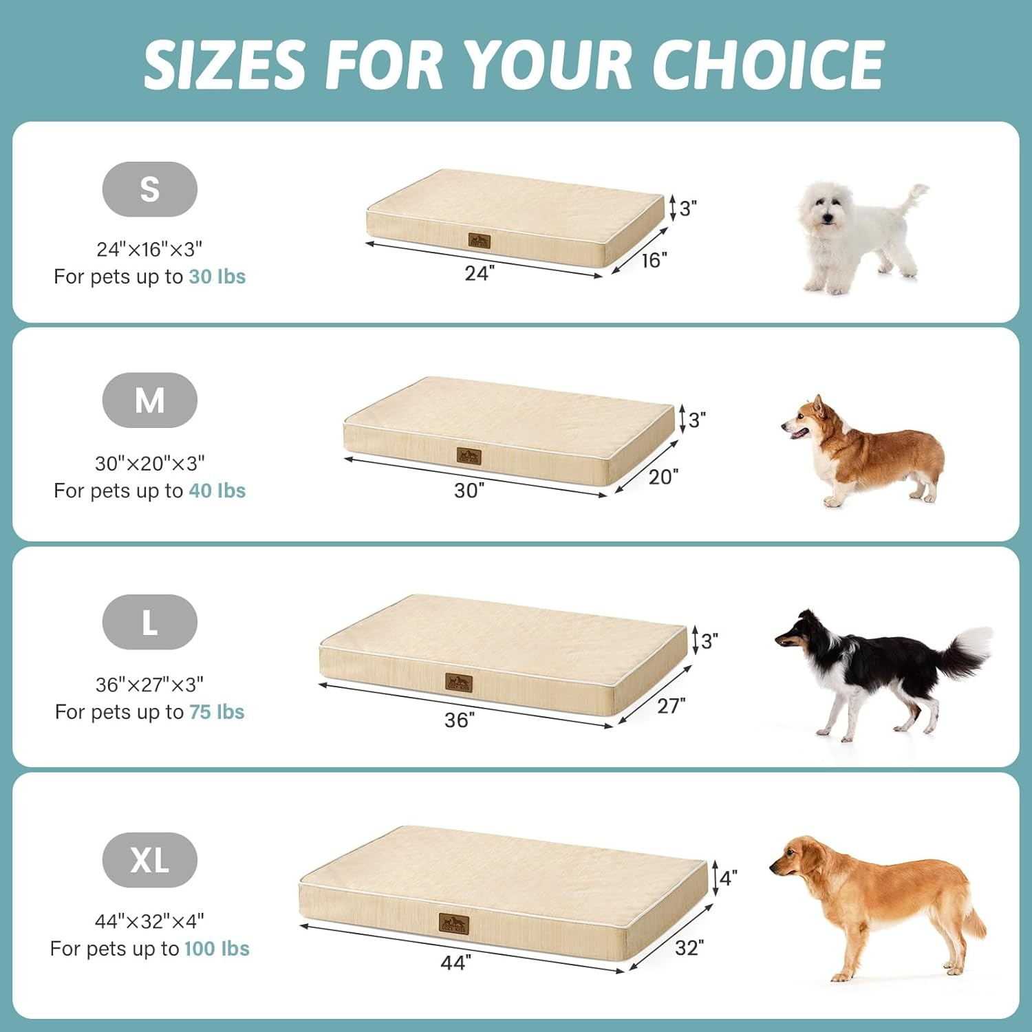 image:imageCOZY KISS Cooling Dog Bed for Crate Waterproof Orthopedic Dog Crate Mat with Removable Washable Cover Egg Crate Foam Support Dog Bed 36x27x3 InchSilver GreyBeige
