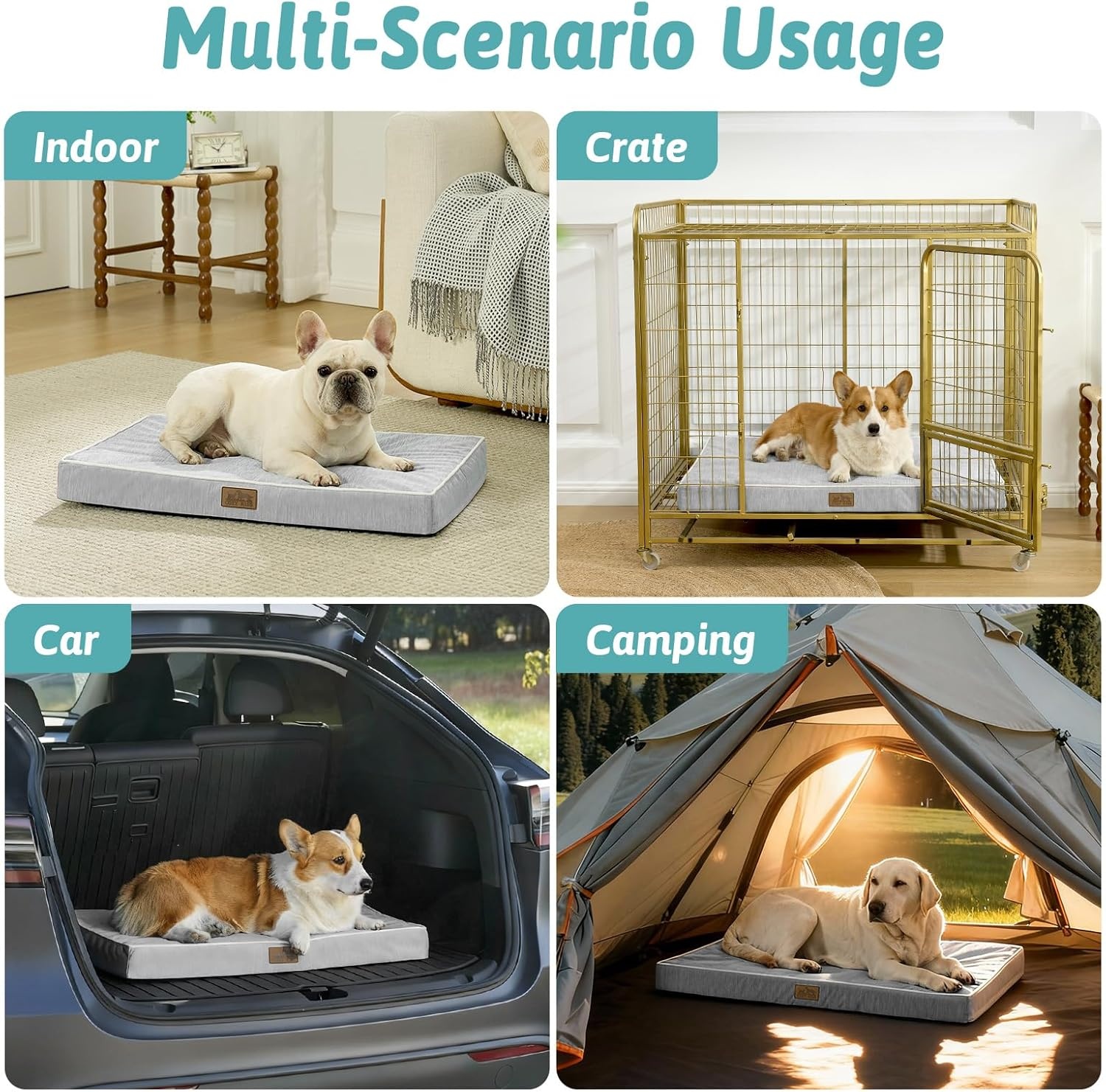 image:imageCOZY KISS Cooling Dog Bed for Crate Waterproof Orthopedic Dog Crate Mat with Removable Washable Cover Egg Crate Foam Support Dog Bed 36x27x3 InchSilver GreySilver Grey