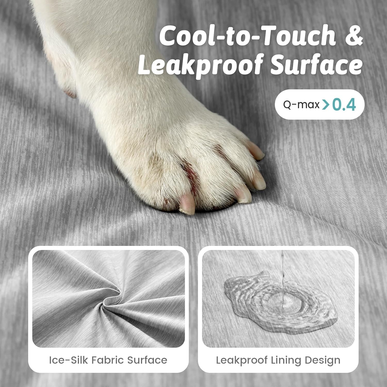 image:imageCOZY KISS Cooling Dog Bed for Crate Waterproof Orthopedic Dog Crate Mat with Removable Washable Cover Egg Crate Foam Support Dog Bed 36x27x3 InchSilver GreySilver Grey