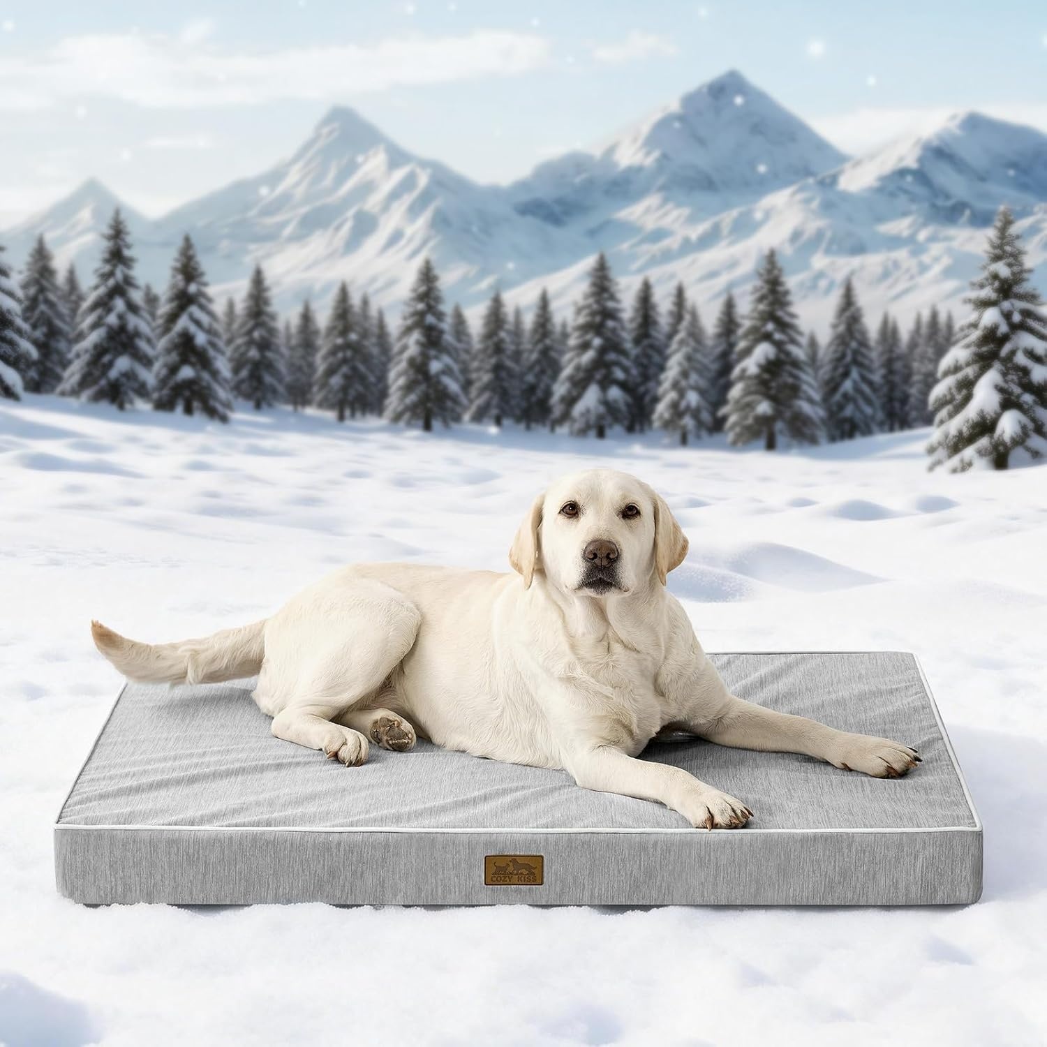 image:imageCOZY KISS Cooling Dog Bed for Crate Waterproof Orthopedic Dog Crate Mat with Removable Washable Cover Egg Crate Foam Support Dog Bed 36x27x3 InchSilver GreySilver Grey