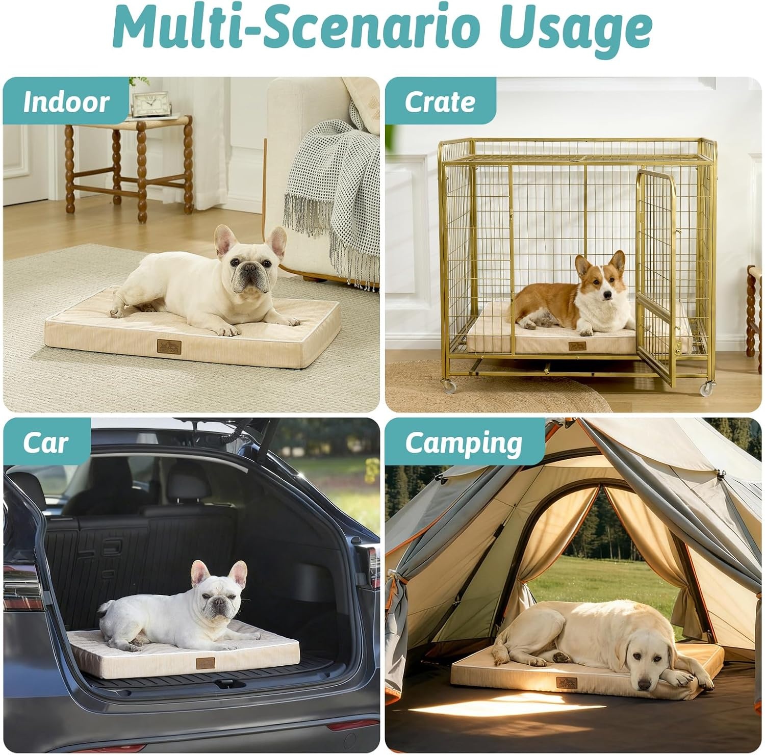 image:imageCOZY KISS Cooling Dog Bed for Crate Waterproof Orthopedic Dog Crate Mat with Removable Washable Cover Egg Crate Foam Support Dog Bed 36x27x3 InchSilver GreyBeige