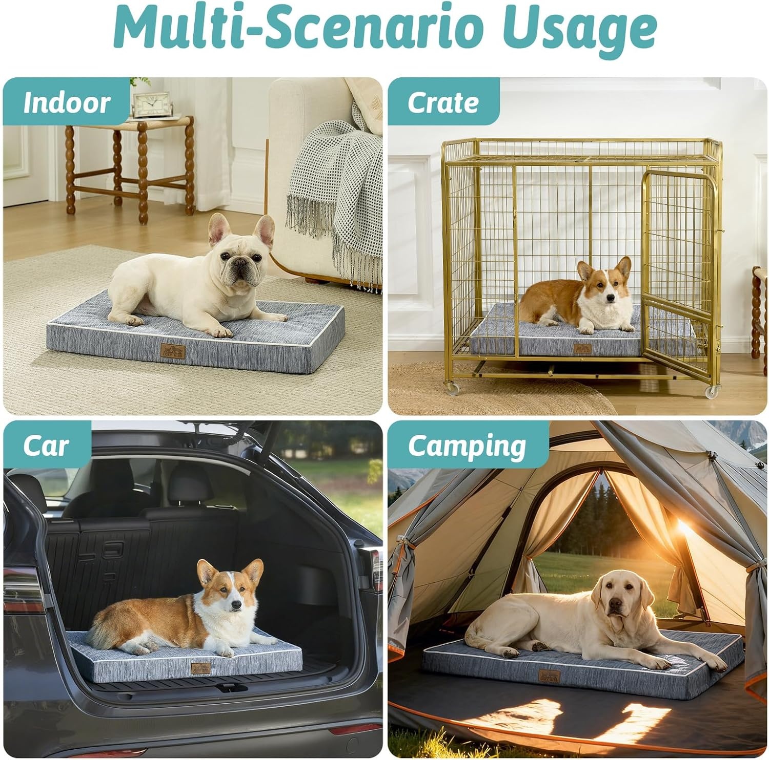 image:imageCOZY KISS Cooling Dog Bed for Crate Waterproof Orthopedic Dog Crate Mat with Removable Washable Cover Egg Crate Foam Support Dog Bed 36x27x3 InchSilver GreyDark Grey