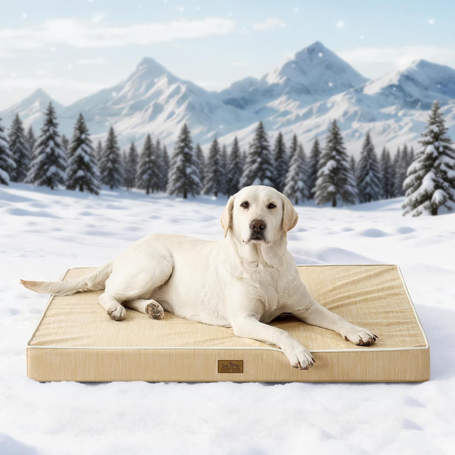 image:imageCOZY KISS Cooling Dog Bed for Crate Waterproof Orthopedic Dog Crate Mat with Removable Washable Cover Egg Crate Foam Support Dog Bed 36x27x3 InchSilver GreyBeige