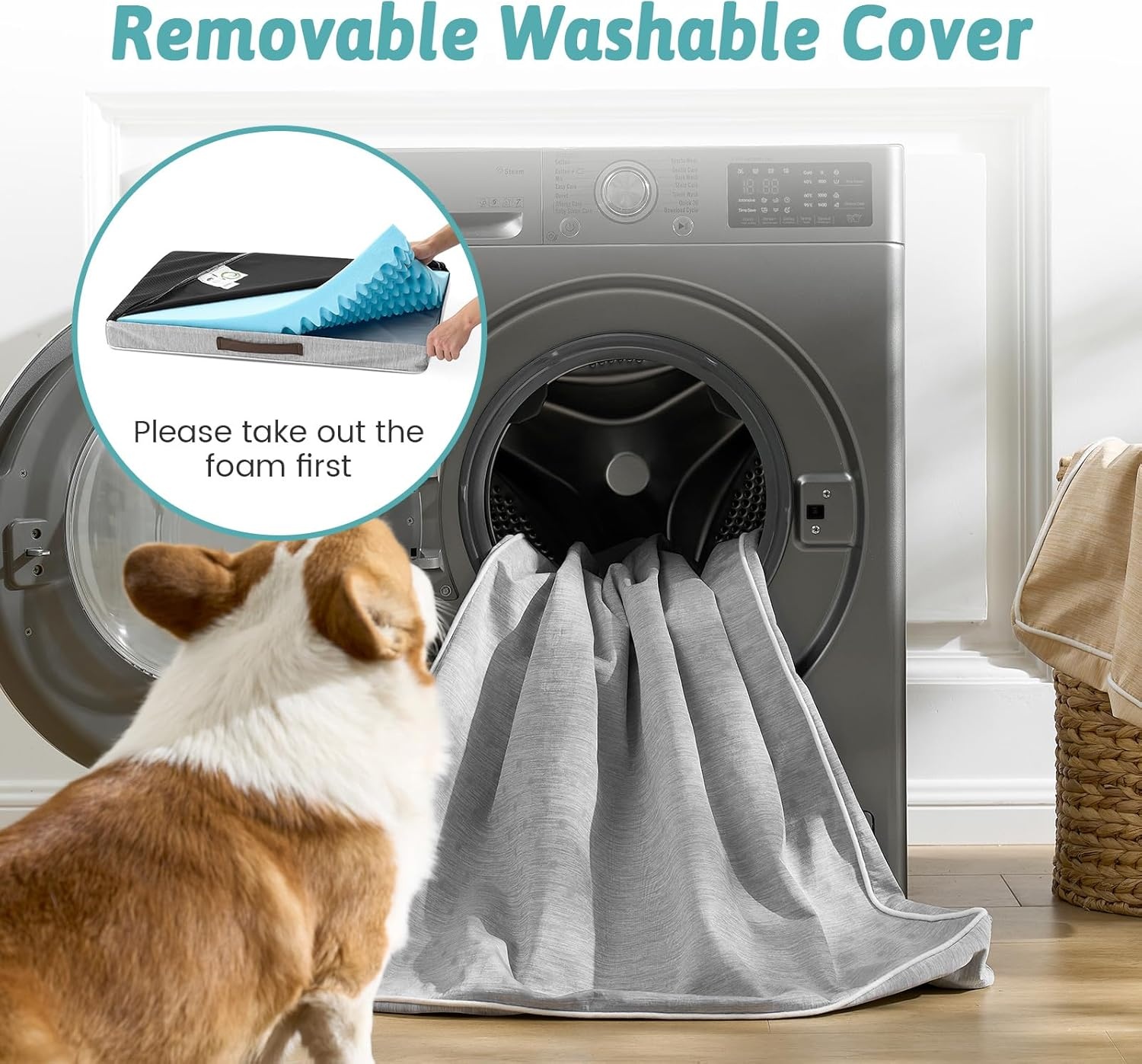 image:imageCOZY KISS Cooling Dog Bed for Crate Waterproof Orthopedic Dog Crate Mat with Removable Washable Cover Egg Crate Foam Support Dog Bed 36x27x3 InchSilver GreySilver Grey