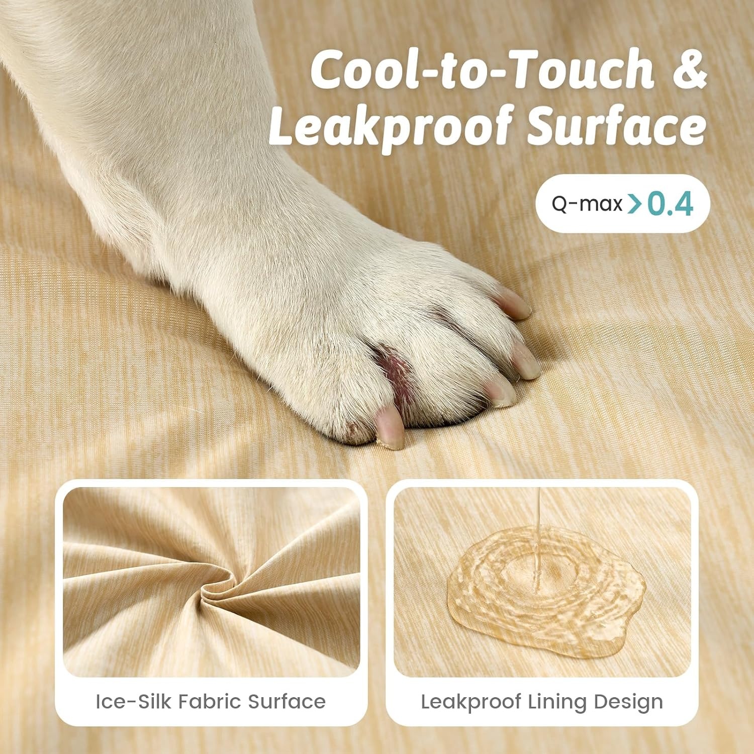 image:imageCOZY KISS Cooling Dog Bed for Crate Waterproof Orthopedic Dog Crate Mat with Removable Washable Cover Egg Crate Foam Support Dog Bed 36x27x3 InchSilver GreyBeige