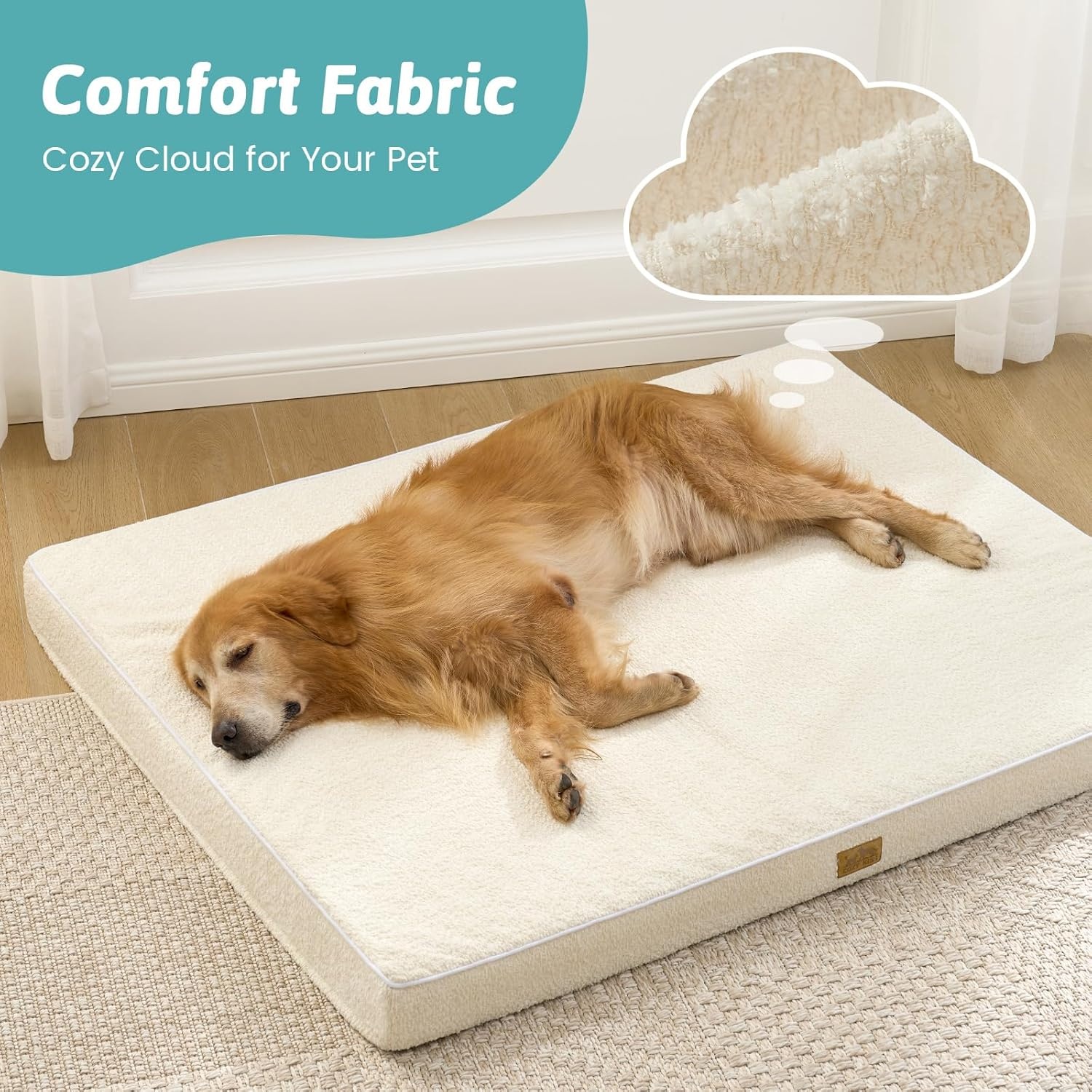 image:imageCOZY KISS Dog Crate Bed for Small Size Dogs Rectangular Orthopedic Cat Beds Foam AntiSlip Bottom Pet Mat with Washable Removable Cover Suitable for Pet Up to 30 lbs 24x16x3 inch BeigeBeige