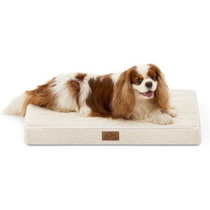 image:imageCOZY KISS Dog Crate Bed for Small Size Dogs Rectangular Orthopedic Cat Beds Foam AntiSlip Bottom Pet Mat with Washable Removable Cover Suitable for Pet Up to 30 lbs 24x16x3 inch BeigeBeige