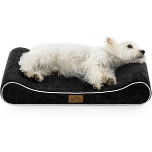 image:imageCOZY KISS Orthopedic Dog Bed for Large Dogs up to 90 lbs  Removable Washable Cover with Waterproof Lining amp NonSkid Bottom CottonPolyester Blend BoatShaped Lounger Mattress L45x30x6in BeigeBlack