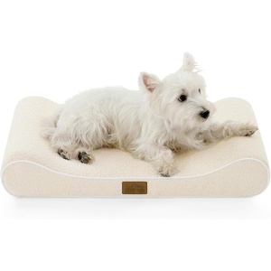 image:imageCOZY KISS Orthopedic Dog Bed for Large Dogs up to 90 lbs  Removable Washable Cover with Waterproof Lining amp NonSkid Bottom CottonPolyester Blend BoatShaped Lounger Mattress L45x30x6in BeigeBeige