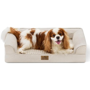 image:imageCOZY KISS Orthopedic Dog Beds for Large Sized Dog XL Bolster Pet Couch with Waterproof Lining Egg Crate Foam Sofa for Pets Up to 100 lbs UShaped 48x32x75 inch GreyBeige