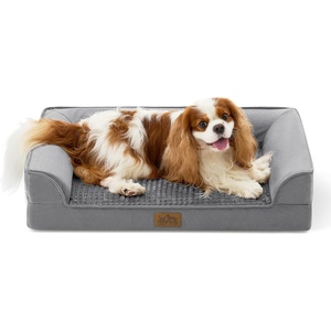 image:imageCOZY KISS Orthopedic Dog Beds for Large Sized Dog XL Bolster Pet Couch with Waterproof Lining Egg Crate Foam Sofa for Pets Up to 100 lbs UShaped 48x32x75 inch GreyGrey